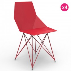 一套4把椅子 Faz Vondom 脚不锈钢红色没有扶手