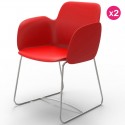 一套2把椅子冯多姆·佩泽蒂娜红色哑光和金属
