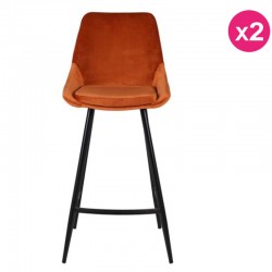 多 2 椅子工作计划橙色天鹅绒和金属卡里科西形式