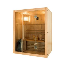 Tradicional Sense 3-seat sauna Pack completo com fogão Harvia 3,5 kW - pedras e acessórios