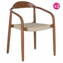 Set of 2 Chairs with armrest in black and beige eucalyptus KosyForm