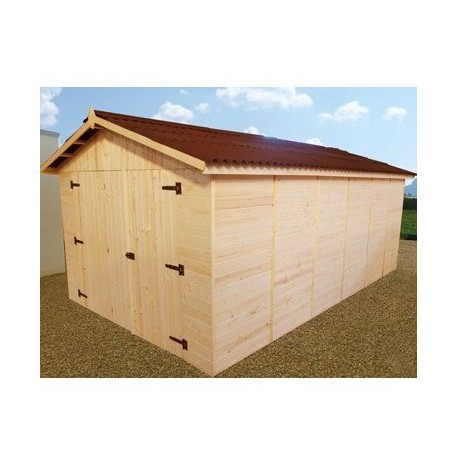 Habrita solid wood garage 21.7m2 with 42mm planks