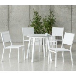Garden furniture Angle Menfis-99 Aluminuim Anthracite Fabrics Alba Crudo 4 to 6 places Hevea
